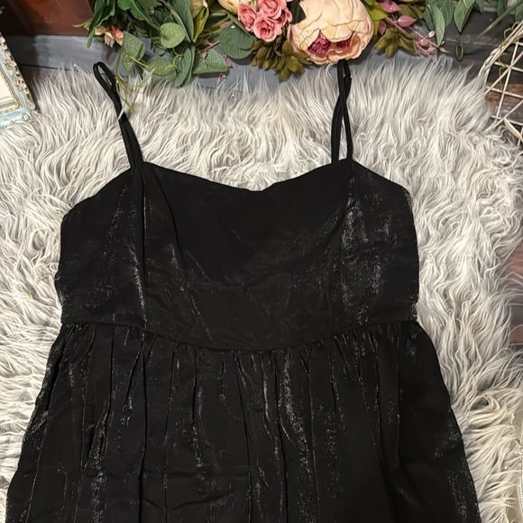 Black Satin Babydoll Mini Dress w/ Bow Party, Holiday, Cocktail, Y2K Slip Style - Picture 5 of 9